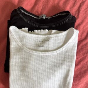 American Eagle Bundle of White Cropped Tee and Charlotte Russe Black Tee